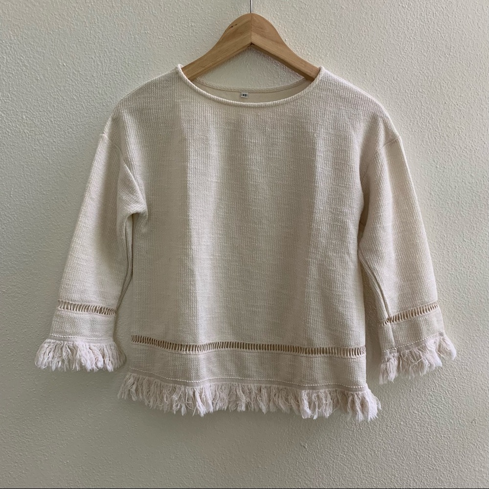 Cream Fringe Top